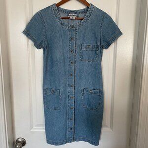 Talbots 90s Denim Button Up Short Sleeve Dress Size 8P
